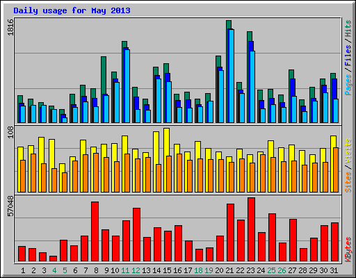 Daily usage for May 2013