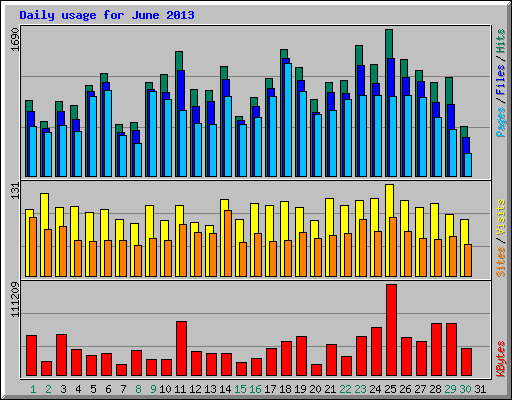 Daily usage for June 2013