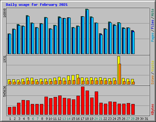 Daily usage for February 2021