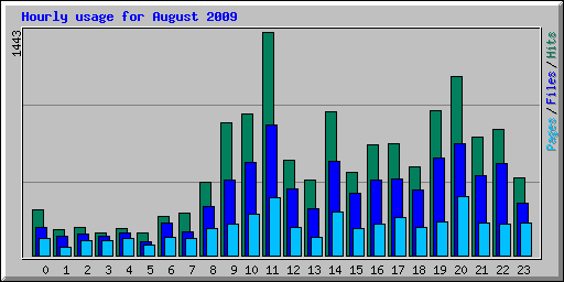 Hourly usage for August 2009