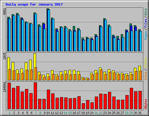 Daily usage for January 2017