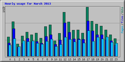 Hourly usage for March 2013