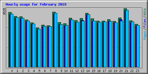 Hourly usage for February 2019